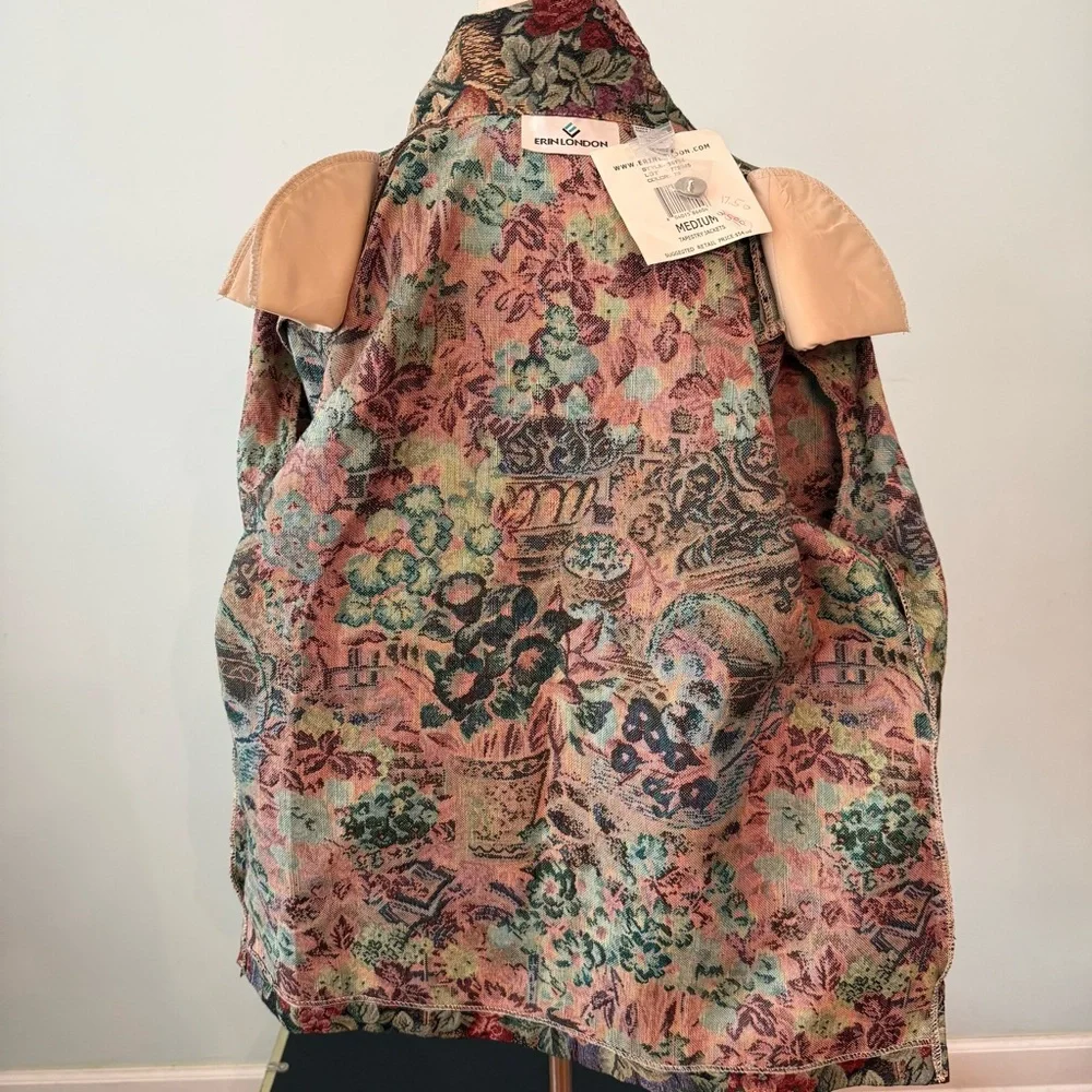 🍎ERIN LONDON Vintage Floral Tapestry Jacket Medium 🧺 - Picture 6 of 9
